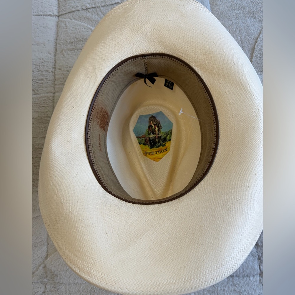 Stetson 8X White Straw Western Cowboy Hat. Size 7 1/8. - Picture 4 of 7